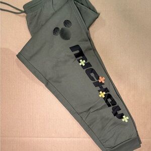 Disney Olive Green Joggers with Mickey Design